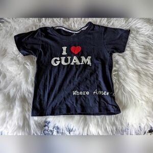 kids boys girls "I love guam"  print shirt sleeve t-shirts tops sz S (4-5 yrs)